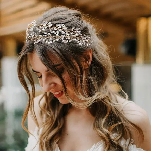 Bridal Crystal Headbands Double Layer Wedding Headdress Gold Wedding Headpieces